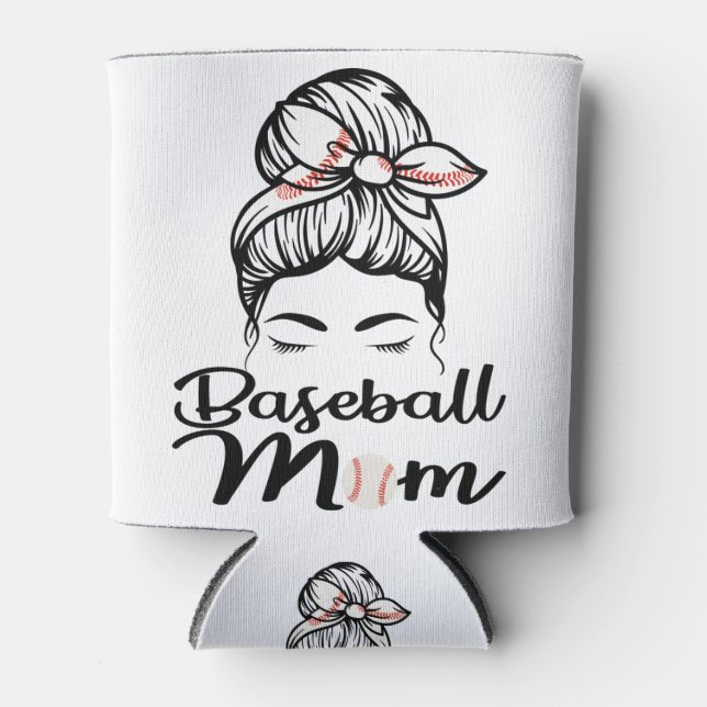Baseball Mama Leopard Funny Softball Mama Dosenkühler (Vorderseite)