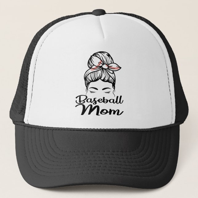 Baseball Mama Leopard Funny Softball Mama Truckerkappe (Vorderseite)