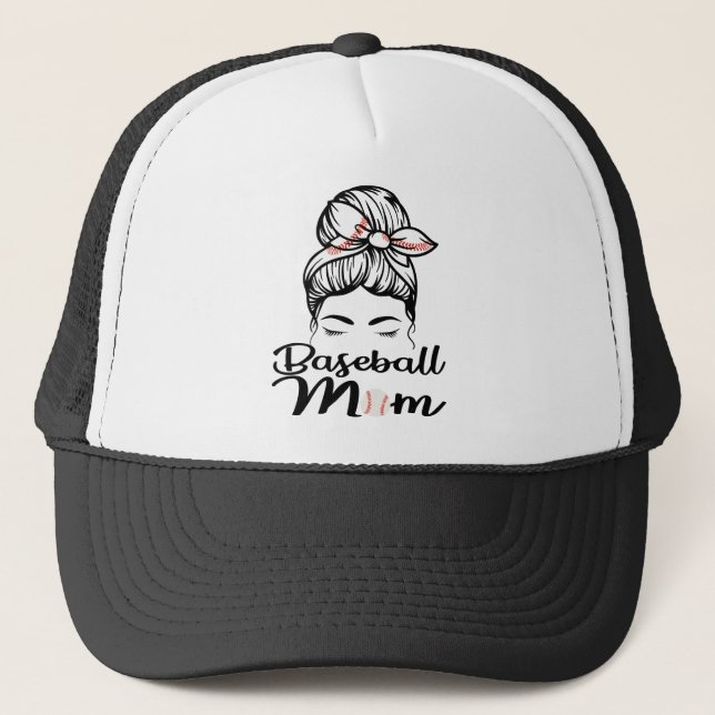 Baseball Mama Leopard Funny Softball Mama Truckerkappe (Vorderseite)