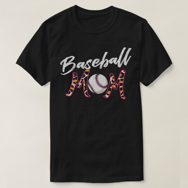Baseball-Mama Leopard gestört Design T-Shirt (Design vorne)