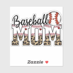 Baseball-Mama Leopard Typografie Aufkleber