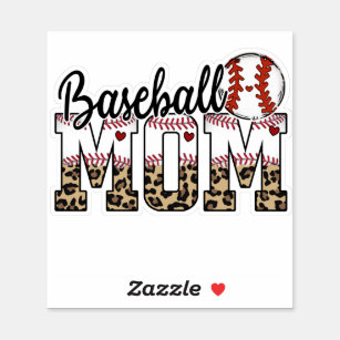 Baseball-Mama Leopard Typografie Aufkleber