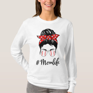 Baseball Mama Life Messy Bun Sonnenbrille Frauen M T-Shirt