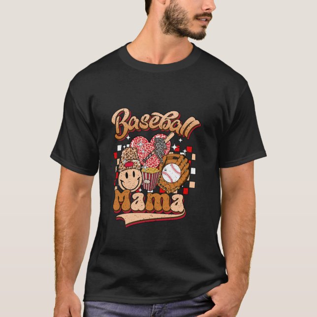 Baseball Mama Mama beider Leopard Softball Mama Mo T-Shirt (Vorderseite)