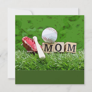 Baseball-Mama mit dem Ball auf Grün für Muttertag  Karte