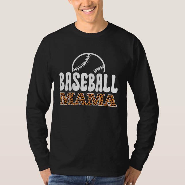 Baseball Mama Mom Leopard Print Letters Sports T-Shirt (Vorderseite)
