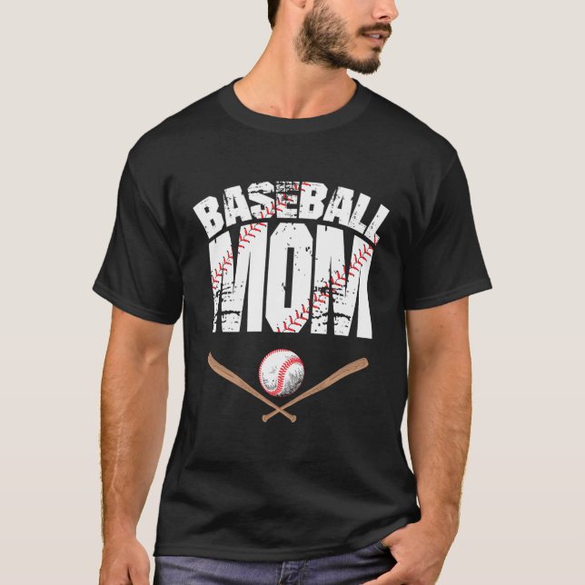Baseball-Mama-Muttertag T-Shirt (Vorderseite)