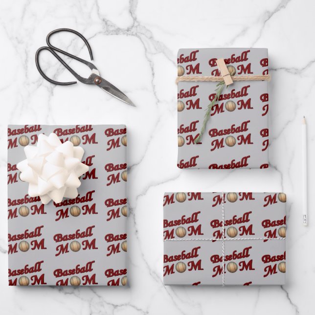 Baseball-Mama Niedlich Geschenkpapier Set (Vorderseite)