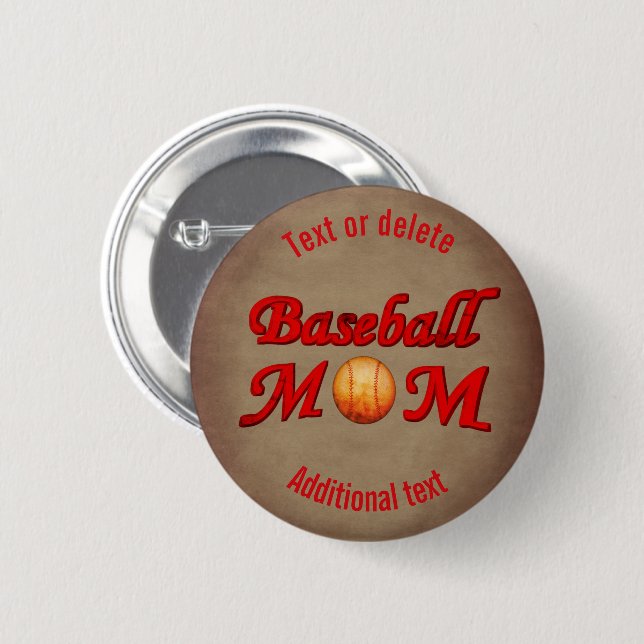 Baseball-Mama Niedlich Personalisiert Button (Vorne & Hinten)