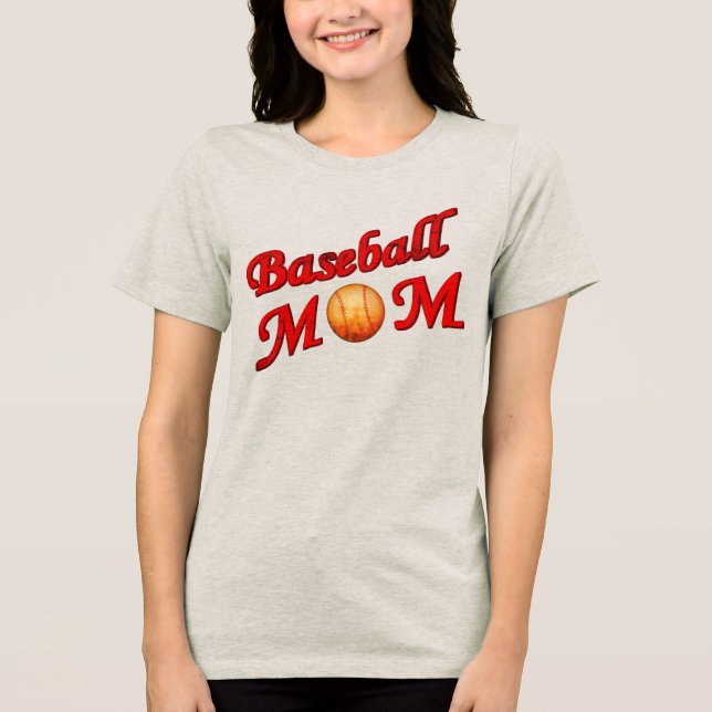 Baseball-Mama Niedlich Tri-Blend Shirt (Vorderseite)