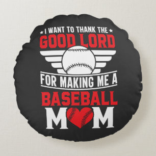 Baseball-Mama Sport-Elternteil Spiel-Tag Mutter Rundes Kissen