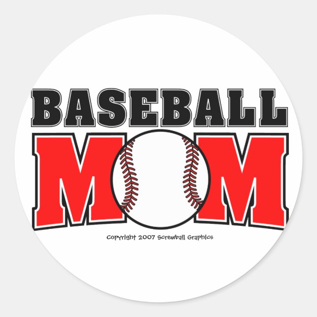 Baseball-Mama-Stickers Runder Aufkleber (Vorderseite)