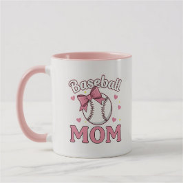 Baseball-Mama Süßes Rosa-Schleifendesign Tasse