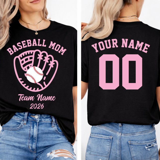 Baseball Mama Team Benutzerdefinierter Name Nummer T-Shirt (Baseball Mom Team Custom Name Number T-Shirt)