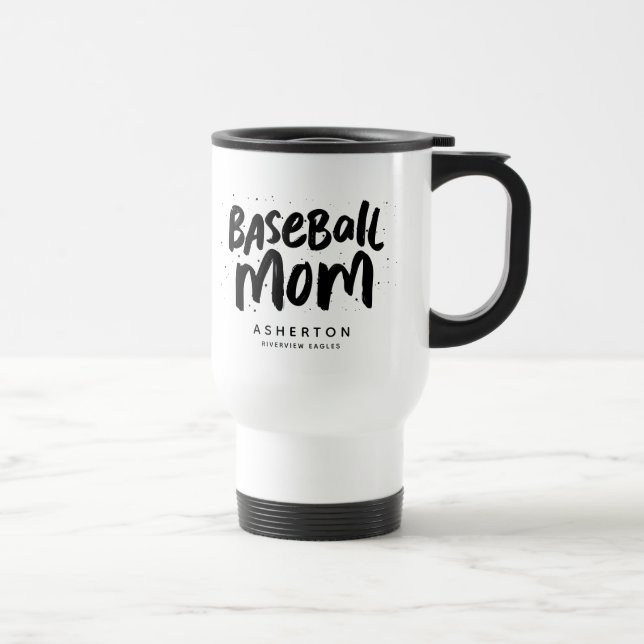 Baseball Mama trendschwarzer Typ personalisiert Reisebecher (Rechts)