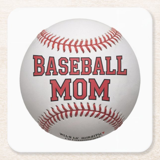 Baseball Mama Weißer Untersetzer Set (Vorderseite)