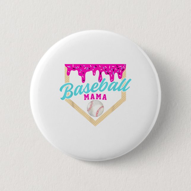 Baseball Mama Zuhause Tafel Eiscreme Tropfen mit S Button (Vorderseite)