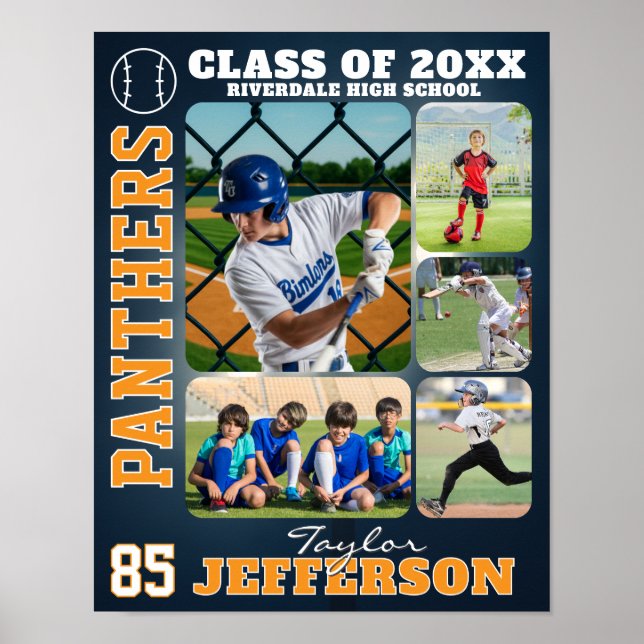 Baseball-Mannschaft High School Sport Bildcollage Poster (Vorne)