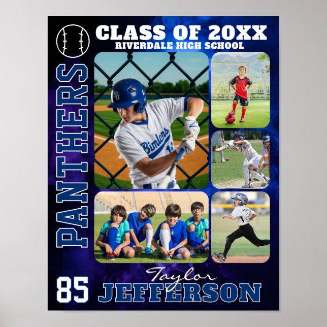 Baseball-Mannschaft High School Sport Bildcollage Poster (Vorne)