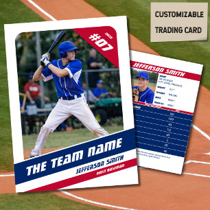 Baseball-Mannschaft Sammelkarten Rot Blau Telefonnummerkarte
