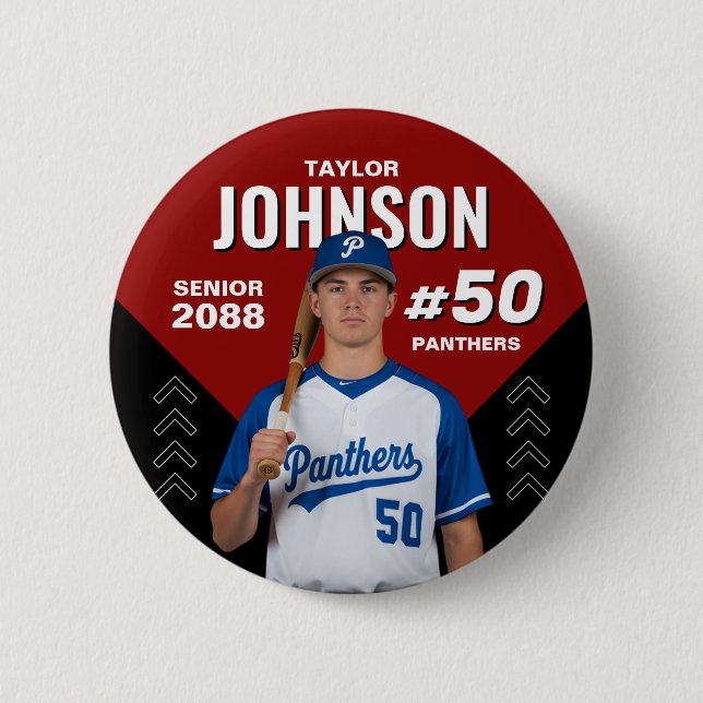 Baseball-Mannschaft Senior Night Benutzerdefiniert Button (Vorderseite)
