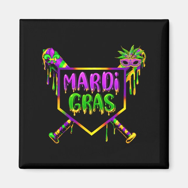Baseball Mardi Gras Carnival Party Mask Ice Cream  Magnet (Vorne)