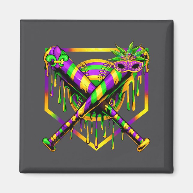 Baseball Mardi Gras Carnival Party Mask Ice Cream  Magnet (Vorne)