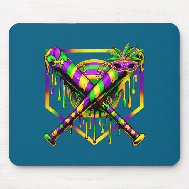 Baseball Mardi Gras Carnival Party Mask Ice Cream  Mousepad (Vorne)