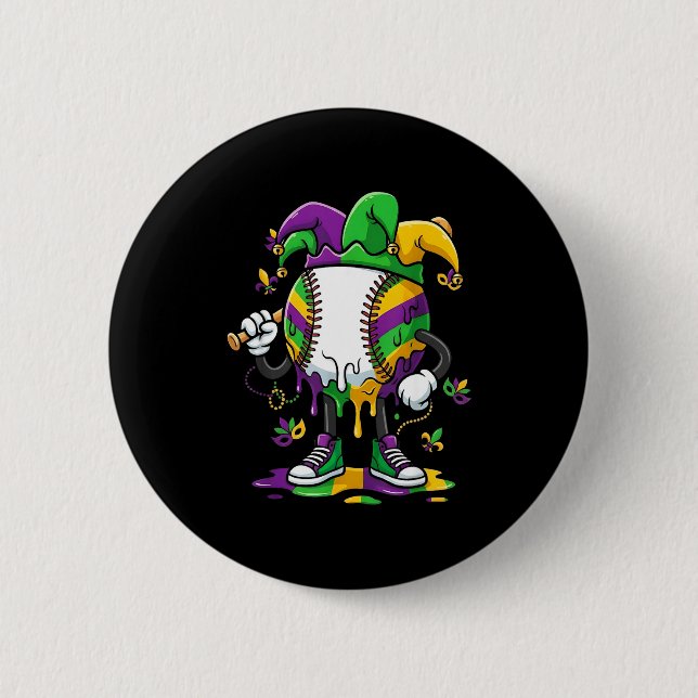 Baseball Mardi Gras Karneval Party Maske Eiscreme  Button (Vorderseite)