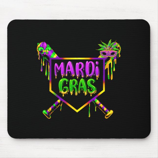 Baseball Mardi Gras Karneval Party Maske Eiscreme  Mousepad (Vorne)