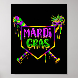 Baseball Mardi Gras Karneval Party Maske Eiscreme Poster