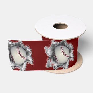 Baseball Maroon Satin Ribbon Satinband