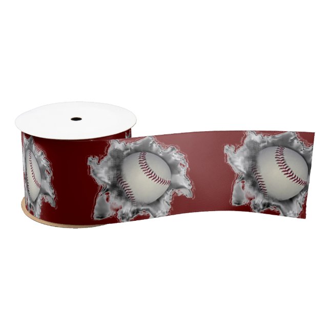 Baseball Maroon Satin Ribbon Satinband (Spule)