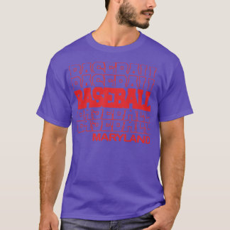 Baseball Maryland in der modernen gestapelten Schr T-Shirt