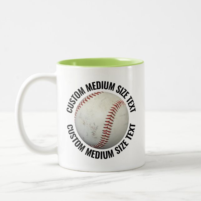 Baseball & Medium Text LIME GRÜN 325ml Custom Zweifarbige Tasse (Links)