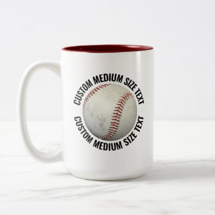 Baseball & Medium Text MAROON 15oz Benutzerdefinie Zweifarbige Tasse