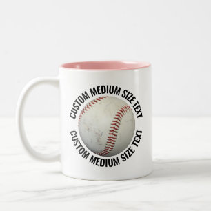 Baseball & Medium Text PINK 11oz Benutzerdefiniert Zweifarbige Tasse