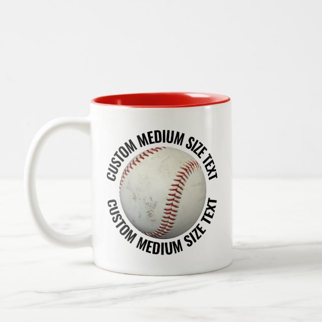Baseball & Medium Text ROT 325g Custom Zweifarbige Tasse (Links)