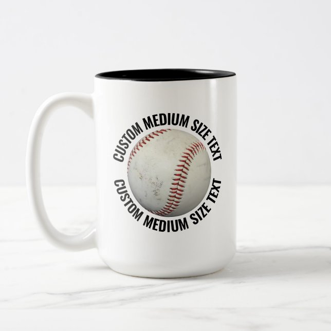 Baseball & Medium Text SCHWARZ 15oz Custom Zweifarbige Tasse (Links)