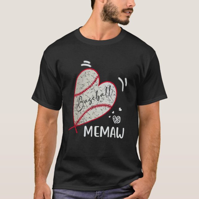 Baseball Memaw Family Matching Players Team Memaw T-Shirt (Vorderseite)