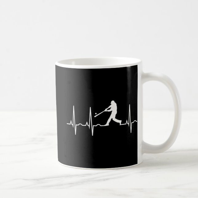 Baseball Men - Baseball Player Heartbeat Kaffeetasse (Rechts)