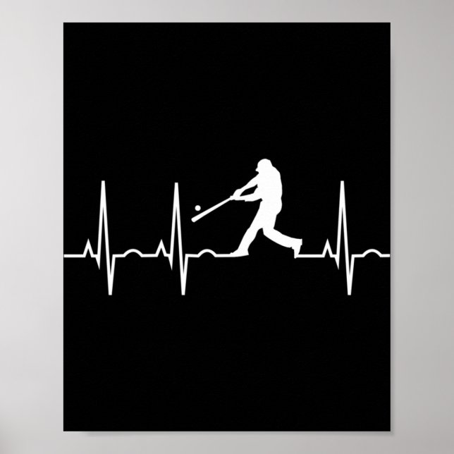 Baseball Men - Baseball Player Heartbeat Poster (Vorne)