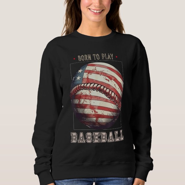 Baseball Merica Patriotic 4th July American Flag Sweatshirt (Vorderseite)