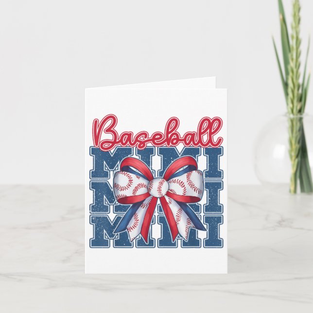 Baseball Mimi Coquette Bow Mama Mütter Tag Karte (Vorderseite)