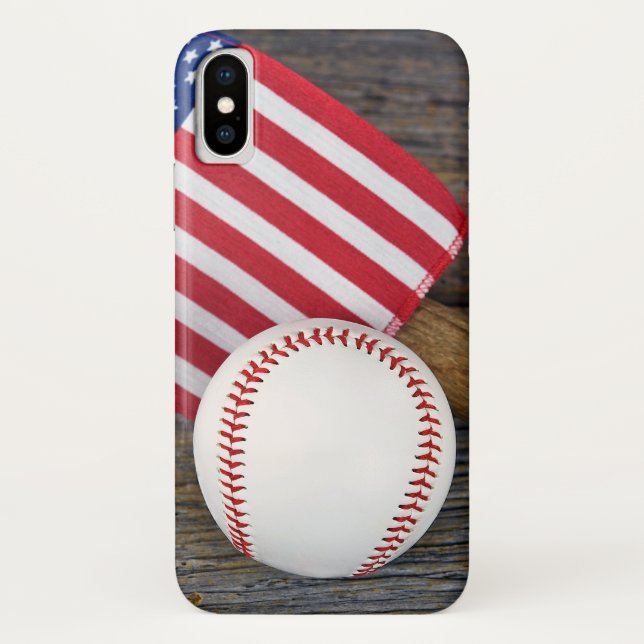 Baseball mit amerikanischer Flagge Case-Mate iPhone Hülle (Rückseite)