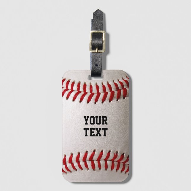 Baseball mit anpassbarem Text Gepäckanhänger (Vorderseite Vertikal)