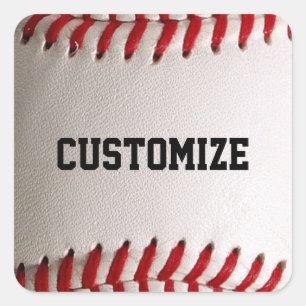 Baseball mit anpassbarem Text Quadratischer Aufkleber