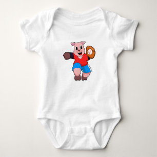 Baseball mit Baseball-Handschuh Baby Strampler