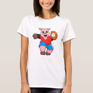 Baseball mit Baseball-Handschuh T-Shirt