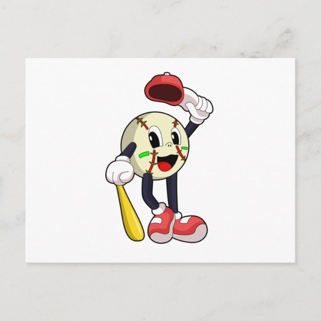 Baseball mit Baseballschläger Postkarte (Vorderseite)